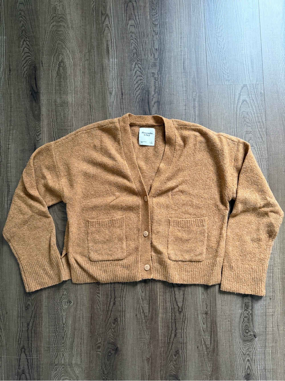 Abercrombie & Fitch Camel Button-Front V-Neck Cardigan